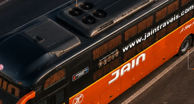 A JAINAM coach on the highway